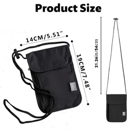 Yuaiosn Neck Pouch with RFID Protection, Men's Travel Wallet, Soft Travel Wallet for Travel, Unisex, for Passport, Credit Cards, Coins and Travel Accessories, black