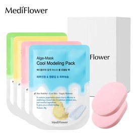 Mediflower Disposable Modeling Pack Variety Pack (Cool + Collagen + Vitamin + Houttuynia cordata 28g + Sponge x 2) / 메디플라워 일회용 모델링팩 버라이어티팩 (쿨+콜라겐+비타민+어성초쑥 28g+해면x2)