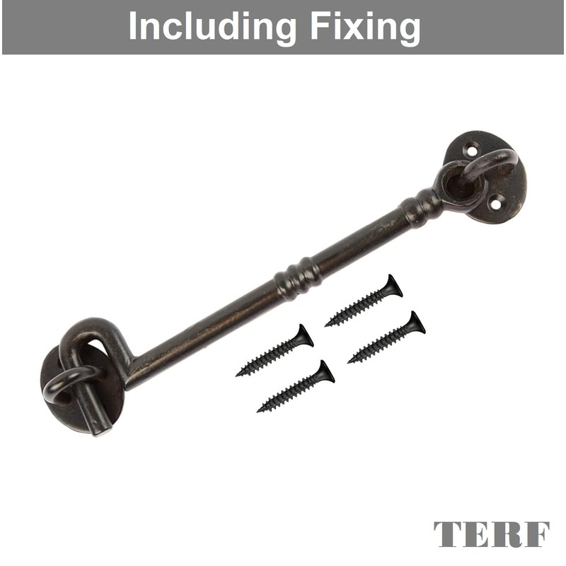 TERF® 200mm Heavy Duty Antique Black Cabin Door Hook and