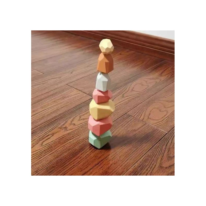 Colorful Stacking Stone Building Blocks Educational Toys Cognitive Old People