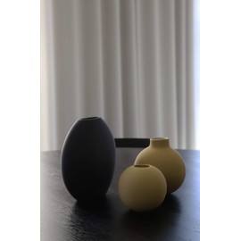 Cooee Design HI-028-25-BK Vase Pastille Ceramic Handmade Diameter 20 cm Height 19 cm Black