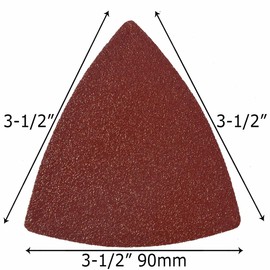 XXGO 100 Pcs 120 Grits 3-1/2 Inch 90mm Triangular Hook & Loop Multitool Sandpaper for Wood Sanding Fit 3.5 Inch Oscillating Multi Tool Sanding Pad XG9020120