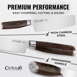 Cutluxe Nakiri Knife – Ultra Sharp 7" Meat and Vegetable Japanese Knife for Chopping, High Carbon Stainless Steel Blade, Full Tang Pakkawood Handle – Shinobi Series
