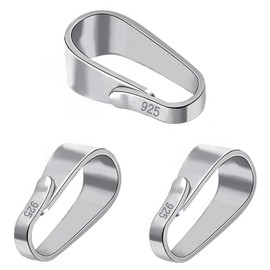 My-Bead Set of 3 Necklace Loops 925 Sterling Silver 9 mm Connector for Pendant Charms Pendant Loops Eyelets Jewellery Clasp DIY