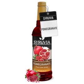 Syruvia Pomegranate Syrup - Premium Flavoring Syrup for Tea, Italian Sodas, Beverages, Desserts, Ice Cream, Cocktails & Mocktails - Kosher, Gluten Free - 25.4 fl oz.
