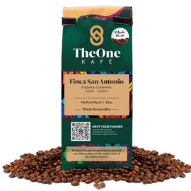 TheOne Kafe Whole Bean Coffee Medium Roast Coffee Beans 12oz (Pack of 1) Sustainable Specialty Coffee - Single Origin Coffee Whole Bean | Coffee Beans Whole - From Farm to Cup