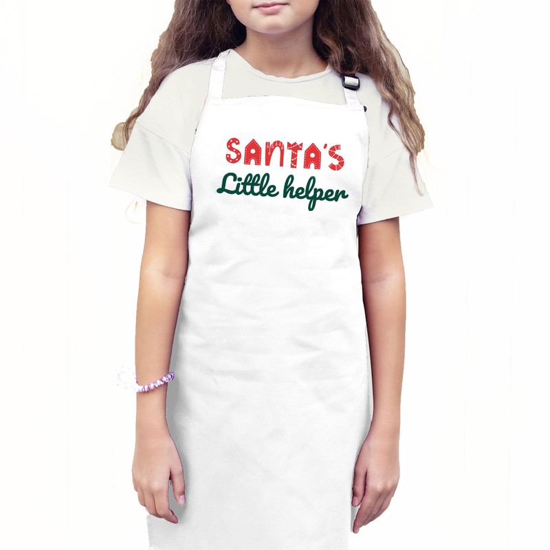 Pink Positive Christmas Children's Kitchen Apron: Santa's Little Helper (3-7