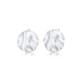 Elli Women's Matte Hammered Plate Earrings in 925 Sterling Silver, One size, Sterling Silver, No Gemstone