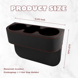 Extra Cup Holder for Car,Leather Car Seat Gap Filler with Cup Holder,Multifunctional Car Cup Holder Car Seat Cup Holder Car Organizers and Storage Drink Holder for Car Truck SUV (Black)