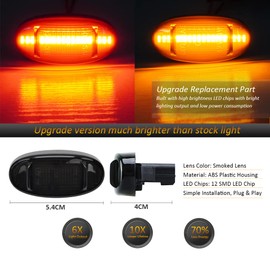 D-Lumina LED Side Marker Lights Assembly Amber ＆ Red for Fo-rd F250 F350 F450 F550 Super Duty 2011-2022 Dually Bed Fender Side Markers, Smoked Lens Front Rear Side Marker Lamp, Pack of 4
