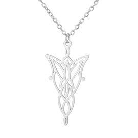 UNIFT Elf Princess Twilight Star Necklace for Women Men Stainless Steel Elven Leaf Aragorn Arwen Evenstar Pendant Necklace Jewelry Valentine's Day Gifts (silver)