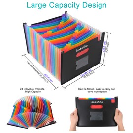 LOOKSHINE Document Stand, A4 Size, Horizontal 24 Pocket File Case, Office, Document Storage (Color, 24 Classifications) (24 Pockets)
