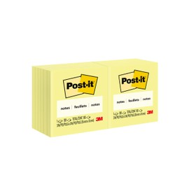 Post-it Notes 3x3 in, 12 Pads, America's #1 Favorite Sticky Notes, Canary Yellow, Clean Removal, Recyclable (654)