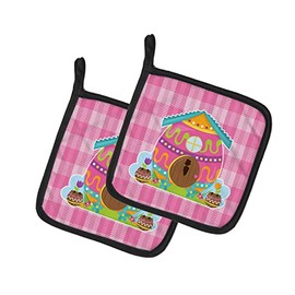 Caroline's Treasures BB6899PTHD Easter Rabbit's House Pair of Pot Holders, 7.5 x 7.5", Multicolor