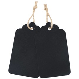 joycraft 100Pcs Blank Gift Tags with String, Rectangle Kraft Paper Tags, Large Black Holiday Gift Tags, Writable Blank Tags for Gift Wrapping, Wedding, Birthdays, Holiday and Party Favor (2.75"x1.75")