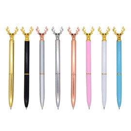 Gullor 8 Pieces Deer Head Shape BallPoint Pen Unique Christmas Pens Cute Animal Pen Black Ink, Multicolored C