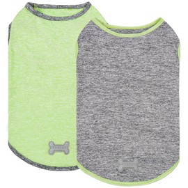 KYEESE 2Pack Dog Shirts Sun Protection Pet T Shirt Quick Dry Puppy Shirt for Small Dogs with Reflective Label Soft Tank Top Sleeveless Dog Vest Pet Clothes Puppy Shirts, Small,Green+Grey