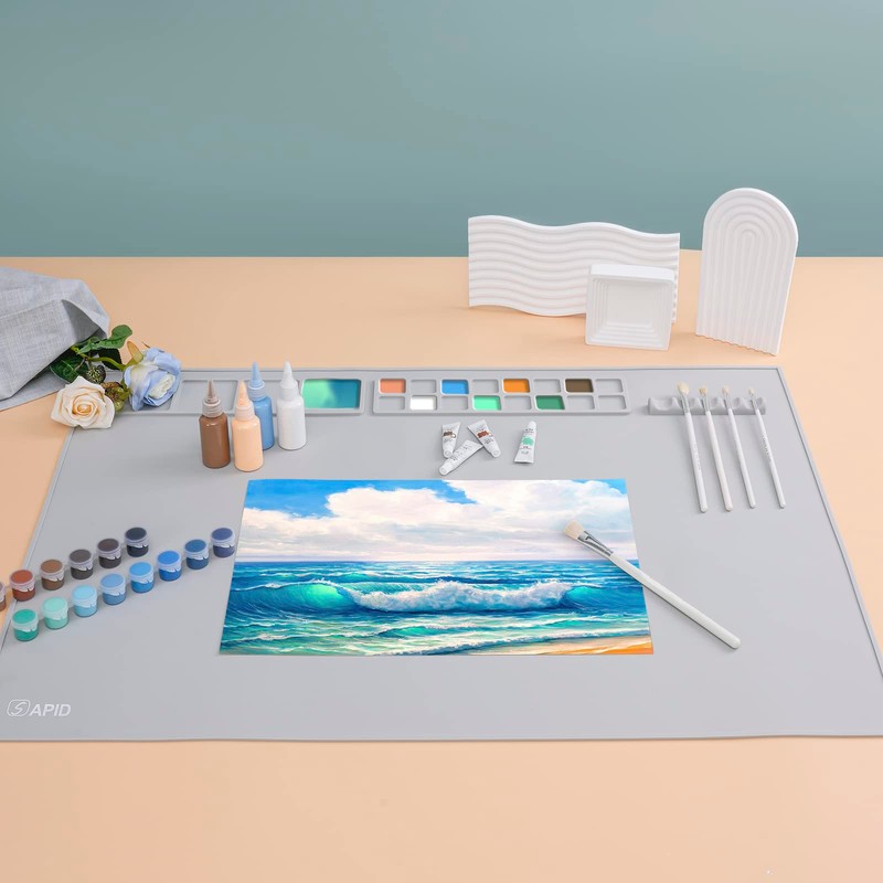 SAPID Extra Large 32"x24" Silicone Painting Mat with Raised Edges,