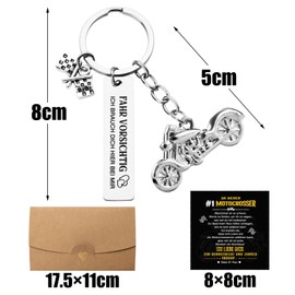 BOOMTOP Motorcycle Keyring Motocrosser Gift for Men Driving Careful Keyring I Need You Motorcycle Bowl Strap Christmas New Year's Eve Gifts Motorcyclist Lucky Charm, Drive carefully