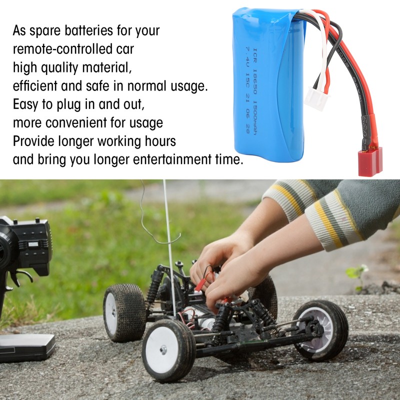 7.4V 1500mAh 15C Lipo Battery with Charging Cable Rechargeable Lithium