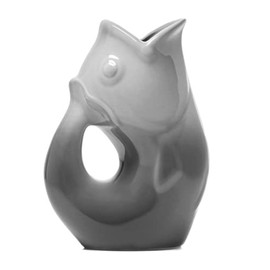 Gurgle Pot Ombre Grey Ceramic Beverage Jug 42 Ounce Gurgling Pitcher