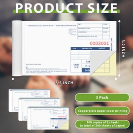 300 Pack Short Credit Card Sales Slips 5.3 * 3.3inch Credit Card Receipt Book Credit Card Imprinter Two-Part Carbonless Sold as 3 Package for Office (300 Pack of 600 Sheet) (100) (3)