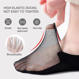 JK Home 5 Pairs No Show Socks for Men 5-9, Mesh Hollow Out Moisture Wicking Control Breathable Athletic Socks Invisible Ice Silk Thin Low Cut Non Slip Socks for Flats Boat Sneaker A