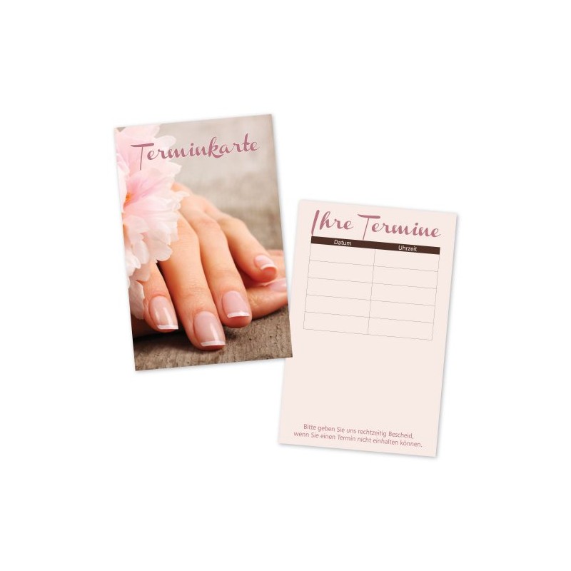 100 Nail Studio - Appointment Cards Natural Nails with 5