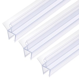 uxcell Shower Door Bottom Seal, Shower Door Sweep for 3/8" Thick Glass 47" Long (15.7" x 3 Pcs), 5 Section Segmented Frameless Glass Door Seal Strip with Drip Rail, Clear