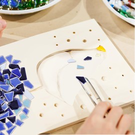 Tofficu DIY Mosaic Ceramic Tiles Irregular Shape Blue Mix 200G Pack