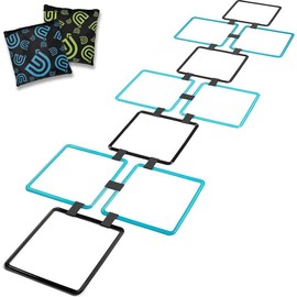 Hopscotch Squares Set with 2 Premium Beanbags Giant Sized 15 Inch Squares with 15 Connectors for Indoor/Outdoor Portable Fun Conditioning Agility Training - Color: Blue
