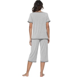 WiWi Viscose from Bamboo Pajamas Set for Women Short Sleeve Sleepwear 2 Piece Tops & Capri Pants Pjs Sets S-XXL, Heather Grey, X-Large