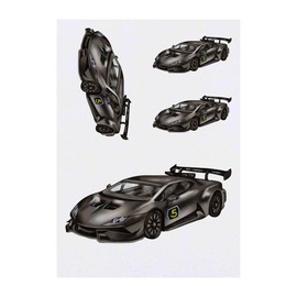 4 x 'Race Car' Temporary Tattoos - Water Resistant, Skin-Safe, Non-Toxic Transfers, Mixed Sizes (TO00014323)