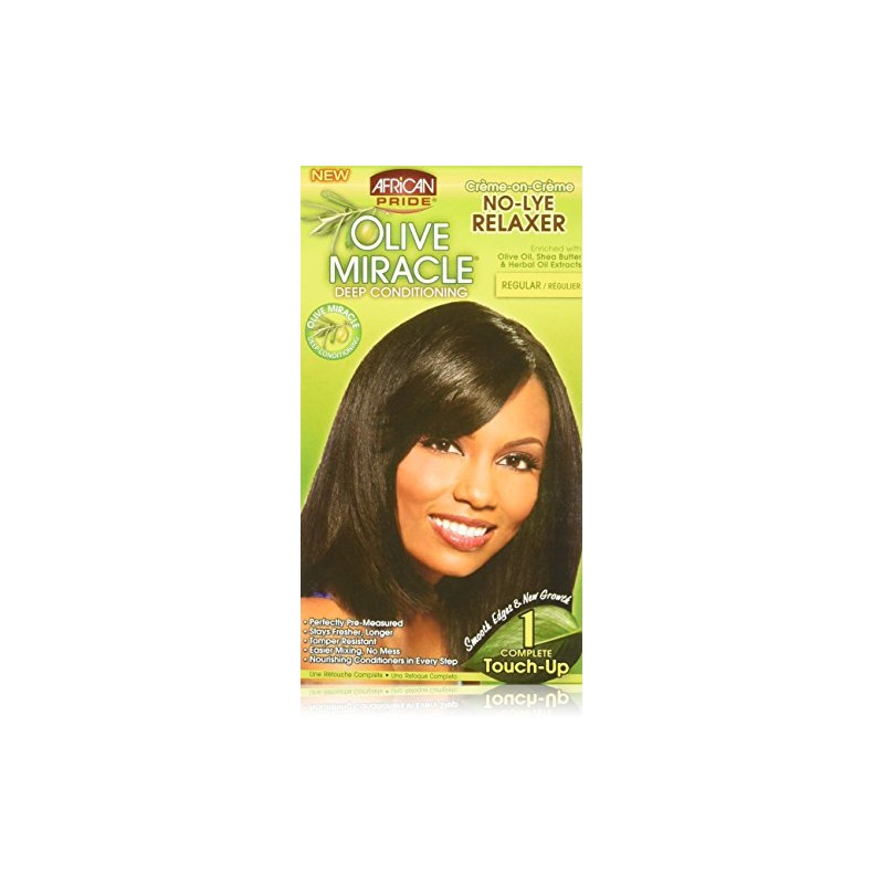 African Pride Olive Miracle Deep Conditioning No-lye Relaxer Kit, Regular