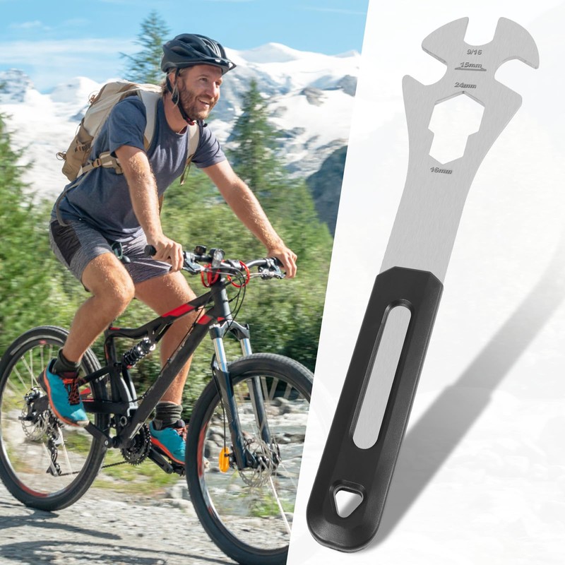Oumers Pedal Spanner, Bike Pedal Wrench With Long Handle, 15mm