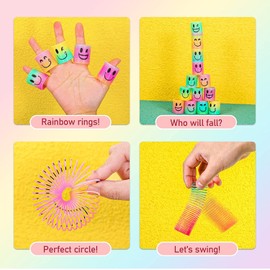 AZEN 120 Pcs Mini Spring Party Favors for Kids 3-5 4-8, Goodie Bags Stuffers for Birthday Party, Classroom Prizes Kids Prizes, Small Bulk Toys Gifts (4 Smile)