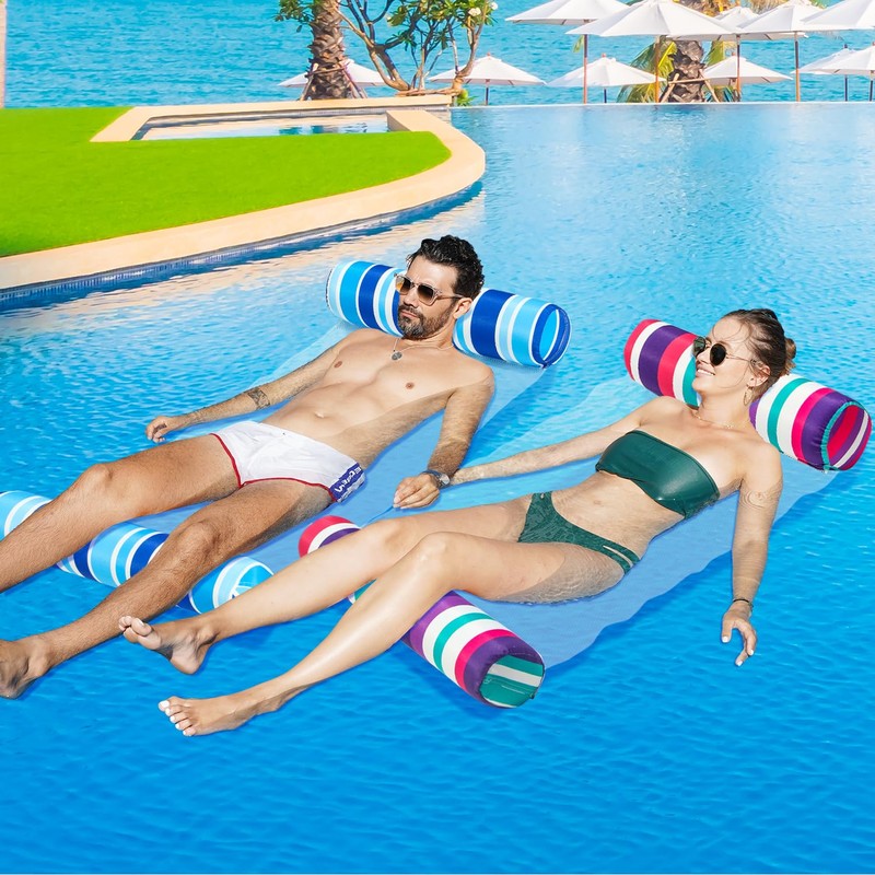 FindUWill 2 Pack Fabric Water Swimming Pool Floats Hammock, XL,