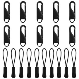 20 PCS Zipper Pull Replacement Detachable Zip Tags Cord Pulls Black Zip Tags Cord Pulls for Backpacks Purses Boots Pants Coat