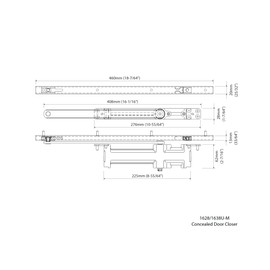 NHN1628U-M Concealed Door Closer, Non-Handed, Heavy-Duty, Up to 88lbs. Doors, Non-Compatible with Larson Door, Dual Speed Control, Invisible Door Closer