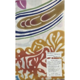 Goatsei Tenugui (Red Pattern), Dripping Crest, Hand-dyed Tenugui, Okinawa