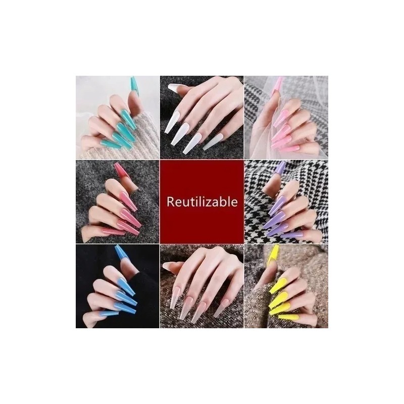 TECNOLOGÍA INFINITA 100 Tips Coffin Ballerina Uñas Postizas Nails Adheribles