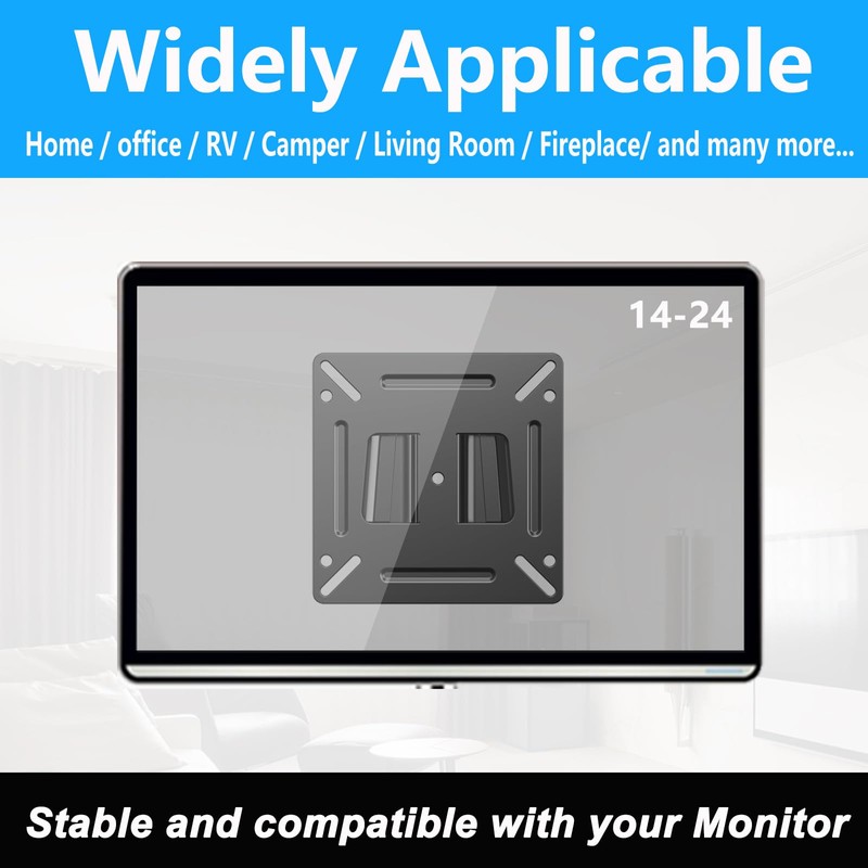 TETVIK Monitor Wall Mount Most 14-24“ TVs Computer Universal Low