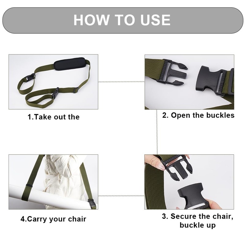 GORGECRAFT Pack of 2 Carry Straps for Beach Chairs, Adjustable