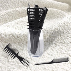 10 Piezas Peine para Cabello Peine de Dientes Vintage Juego de Salón de Corte de Cabello (10 PCS) (Negro)