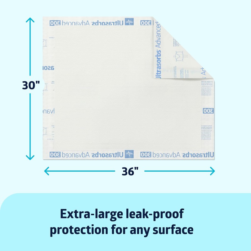 Medline Advanced Ultrasorbs Drypads, 30" x 36", 70 Count, Large