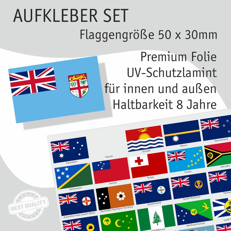 beihaasnatuerlich Australia & Oceania Country Flags Sticker Set - 30