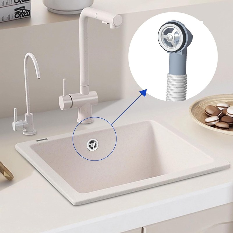 Round Overflow Pipe Kit - Adjustable 200-600mm Sink Overflow Tube