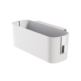 Tissting Bedside Organiser, White Plastic Caddy Hanging Basket, 33 x 11 x 12 cm, Wall Storage Basket with 2 Hooks, Wall Mount Corner Shelf for Collages, Dorm, Baby Bed (White)