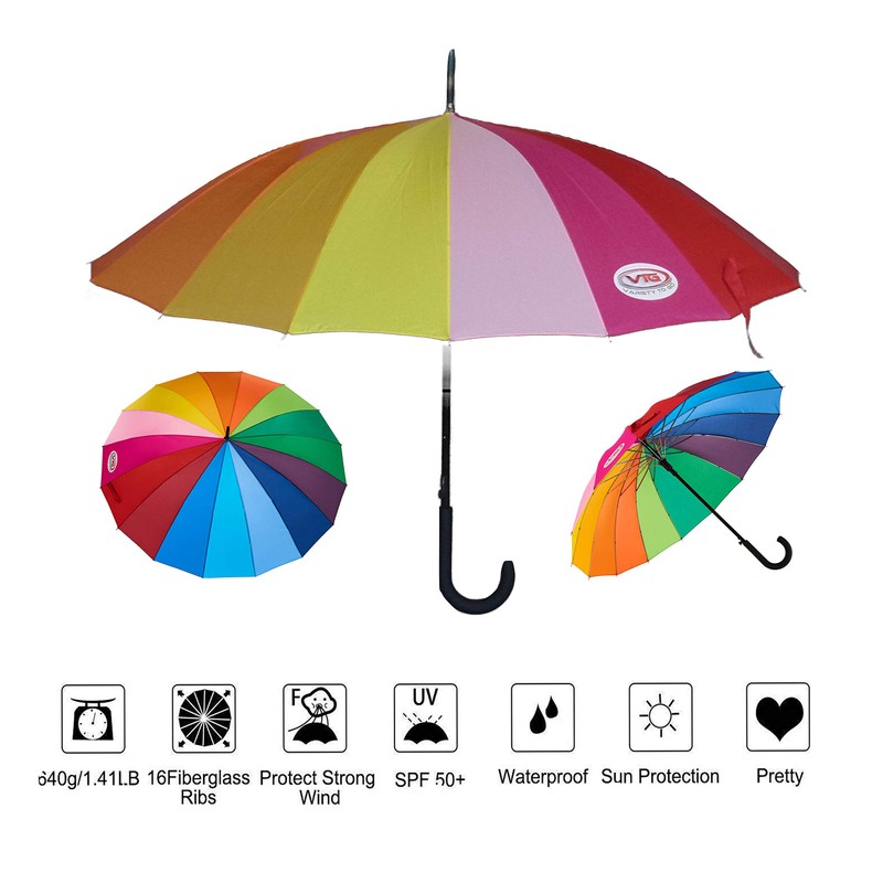 Variety To Go® Rainbow Umbrella, Rainbow Umbrella Large, Compact, Windproof,