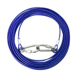 Dog Tie Out Cable 15FT Dog Runner for Stainless Steel Wire Dog Cable with Durable Superior Clips Blue Dog Chains for Outside Dog Lead for Large Dogs Up to 85 lbs